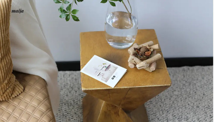 Irregular Hourglass Wood Stump Side Table from maija