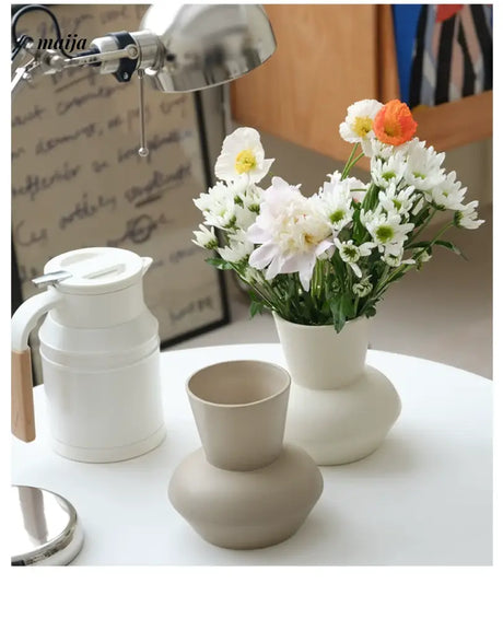 WENSHUO French Cream Wide-Mouth Vase from WENSHUO