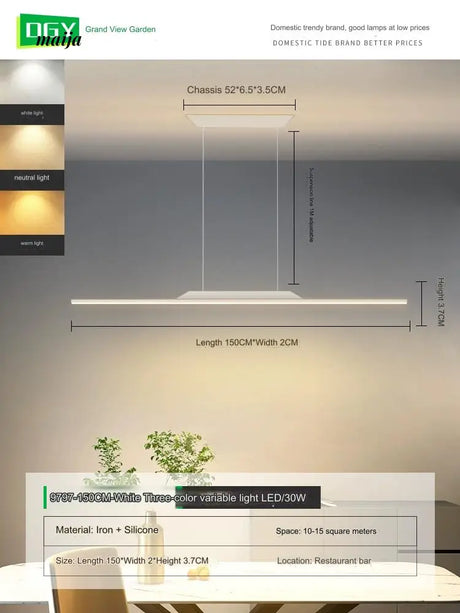 GVG Minimalistic Long Bar Ceiling Lamp from GVG