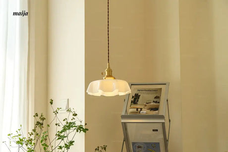 LYNN Cream Brass Retro Ceiling Lamp from Lynn's Lamp