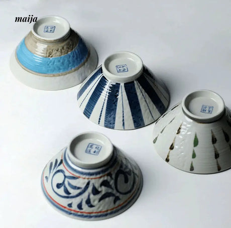 Hand-Painted Underglaze Japanese Rice Bowls from Small Device