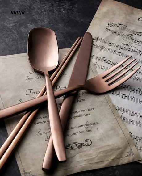 Bronze Steak Knife and Fork Set from KIMACHI