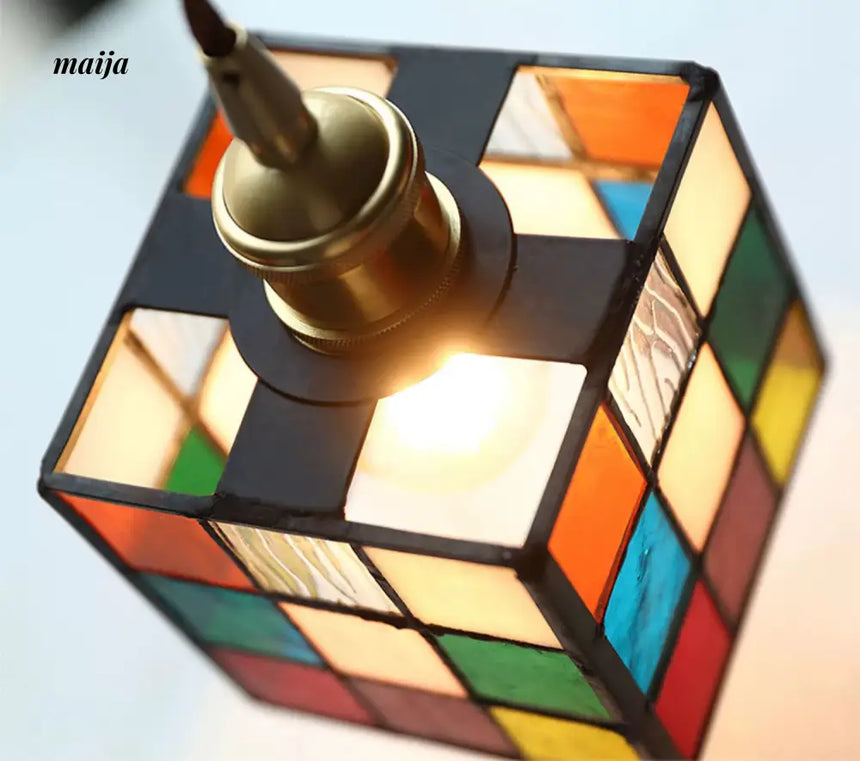 Stained Glass Rubik Glass Pendant Light from maija