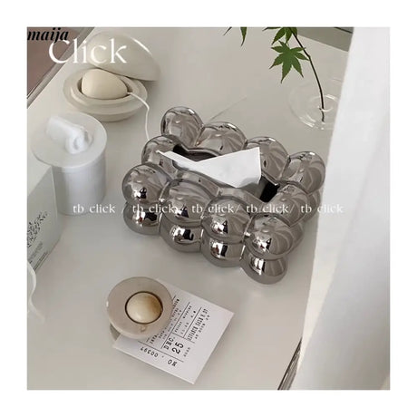 CLICK Cute Ceramic Storage Box with Silver Wipes Holder from CLICK