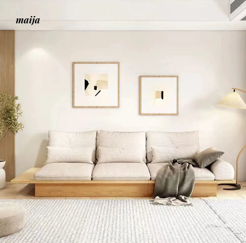 Japanese Style Solid Wood Modular Sofa with Storage from maija