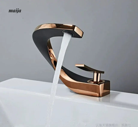 Creative Curve Copper Basin Faucet from Kaiyashi