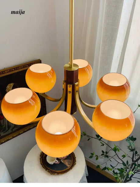 NANCY French Copper Walnut Chandelier Art Design from NANCY