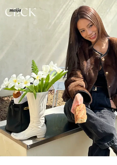 CLICK White Ceramic Boots Jewelry Nail Decor from CLICK
