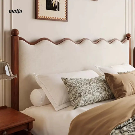 DOSMARS Claire Creamy Retro Solid Wood Bed from DOSMARS