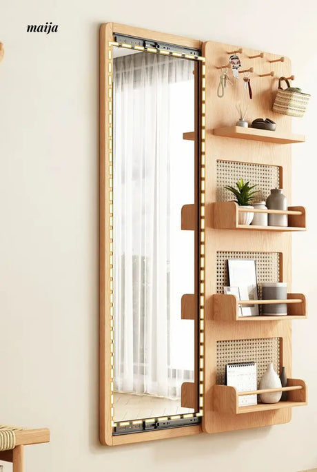 ALING Slideable Solid Wood Rack Plus Full Length Mirror from maija