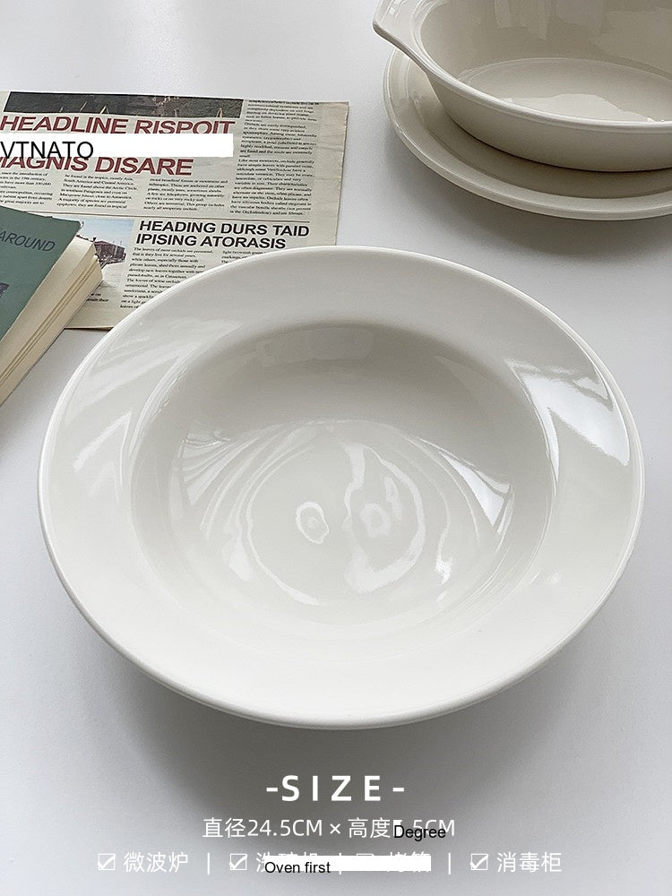 YASUKI Chenhao Minimalist INS Texture White Ceramic Bowl from YASUKI