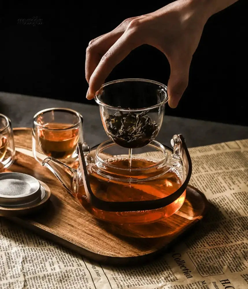 Flower Heat Resistant Glass Tea Set with Tray from KIMACHI