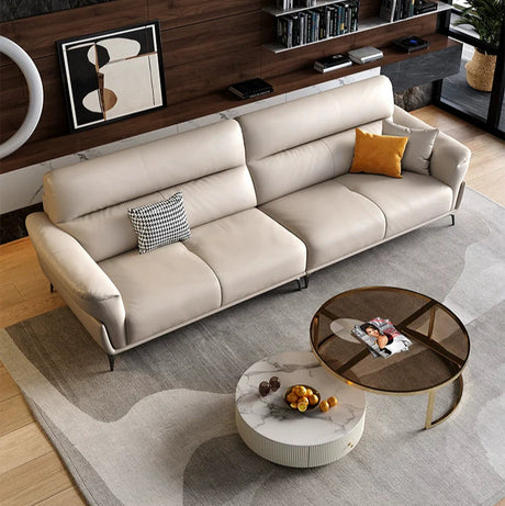 DIPU Frank Cream Leather Design Sofa from DIPU