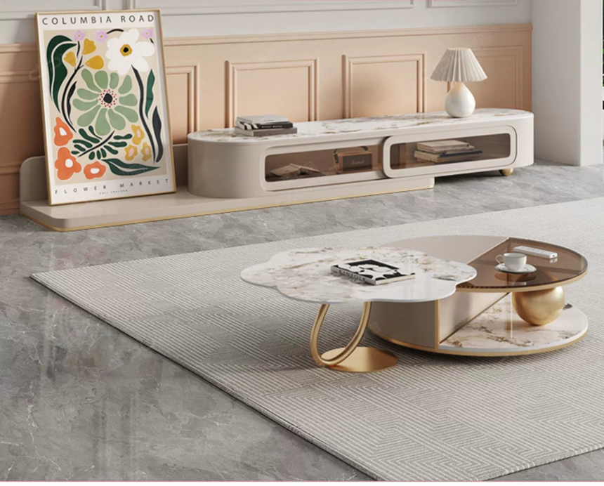 DIPU Janette Italian Luxury Coffee Table & TV Cabinet Set from DIPU
