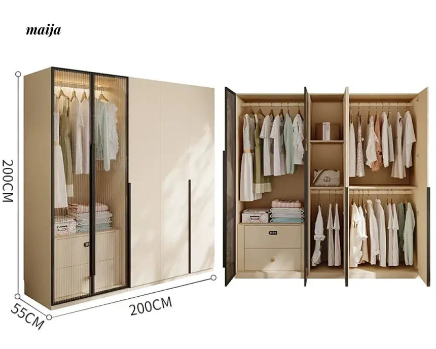 MEIHOUSE Cream Bedroom Wardrobe Flat Door Storage Cabinet from MEIHOUSE