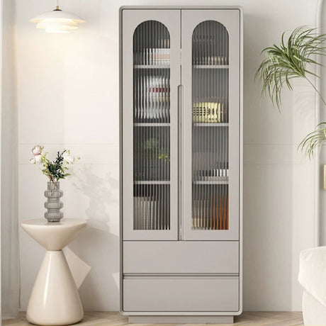 LINYUE Evelyn Solid Wood Cream Glass Door Bookcase from LINYUE