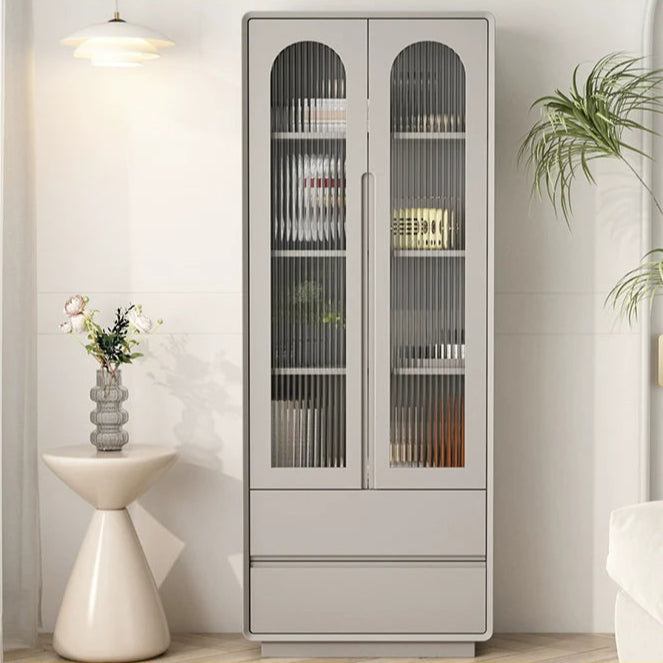 LINYUE Evelyn Solid Wood Cream Glass Door Bookcase from LINYUE