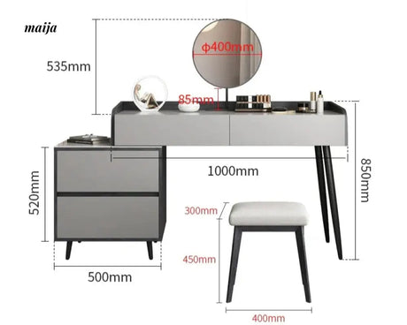 MEIHOUSE Telescopic Scandinavian Dressing Table Modern Bedroom Storage from MEIHOUSE