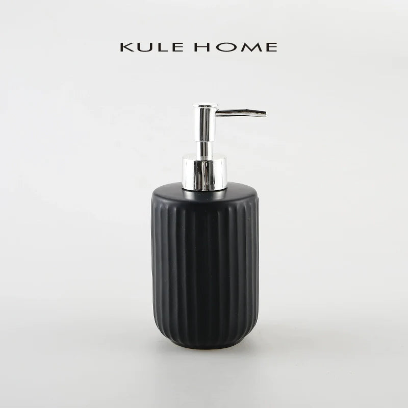 KULE HOME Stripe Ceramic Lotion and Hand Soap Bottle from KULE HOME