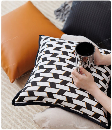 MISTYWOOD Black and White Abstract Pillow from MISTYWOOD