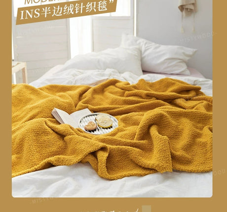MISTYWOOD Knitted Yellow Plush Sofa Duvet from MISTYWOOD