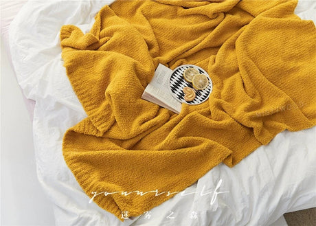 MISTYWOOD Knitted Yellow Plush Sofa Duvet from MISTYWOOD