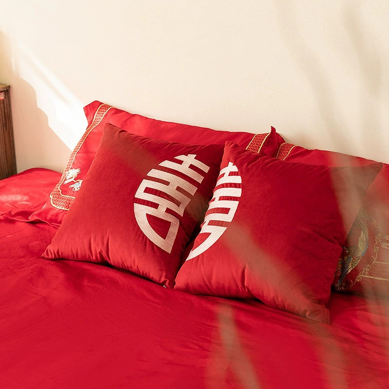 MISTYWOOD Festive Red Wedding Pillow for Living Room from MISTYWOOD