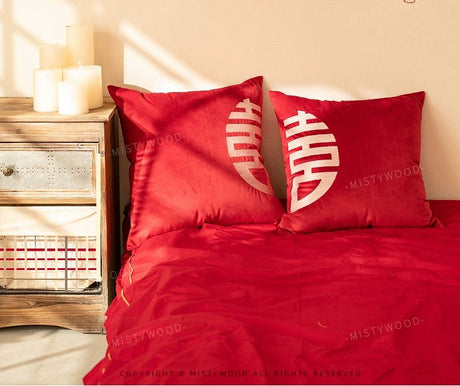 MISTYWOOD Festive Red Wedding Pillow for Living Room from MISTYWOOD