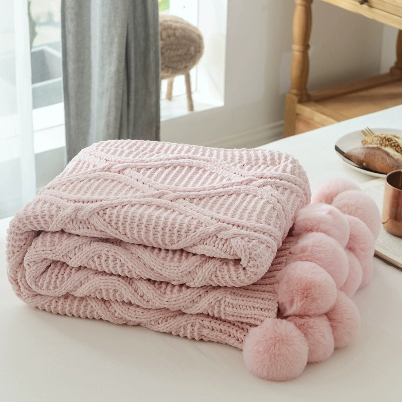 MISTYWOOD Fuchsia Knitted Plush Sofa Duvet from MISTYWOOD