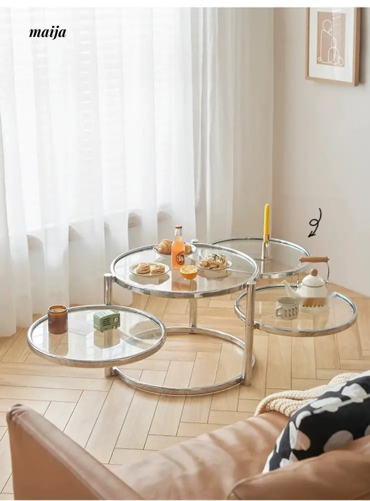 LOWERLEFT Rotating Glass Tea Table from Lower Left