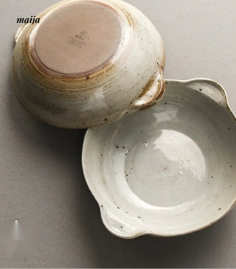 JOTO Six Color Rough Pottery Soup Bowl Handmade Retro Glazed from JOTO