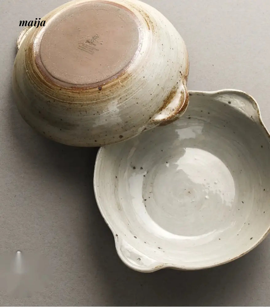 JOTO Six Color Rough Pottery Soup Bowl Handmade Retro Glazed from JOTO