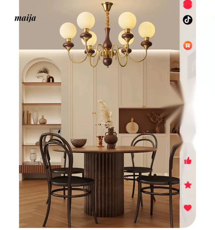 NANCY Retro Walnut Living Room Chandelier Eye Protection from HOBBYTREE