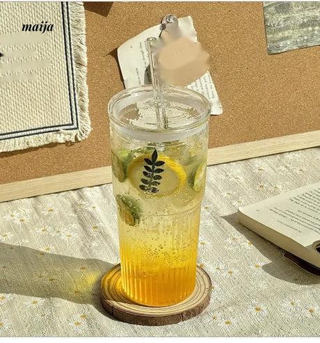 BANKE Large Capacity Glass Cup with Lid and Straw from BANKE