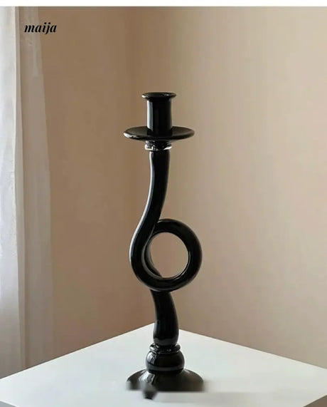 GUIFOU Retro Black Glass Candlestick from GUIFOU
