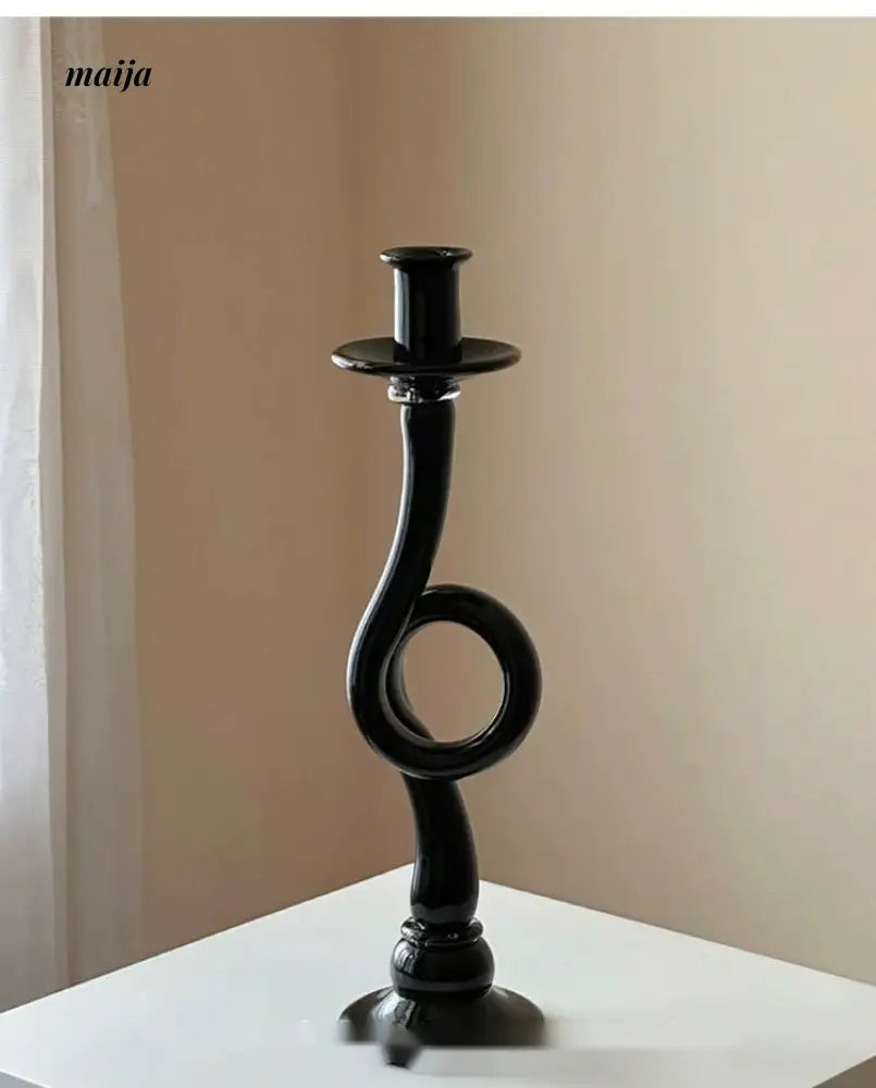 GUIFOU Retro Black Glass Candlestick from GUIFOU
