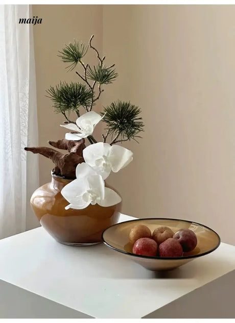 GUIFOU Antique Style Glazed Vase and Tray Set from GUIFOU