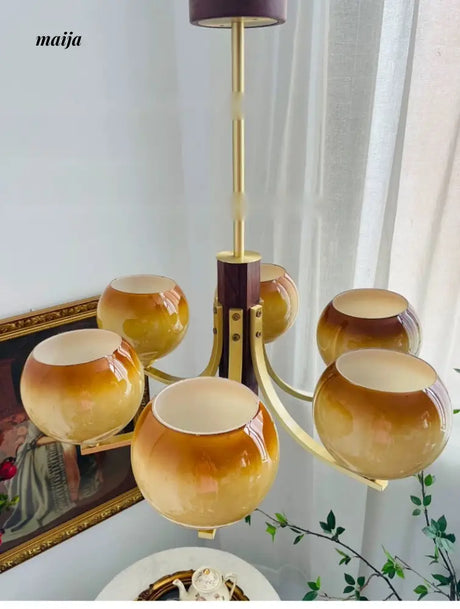 NANCY French Copper Walnut Chandelier Art Design from NANCY