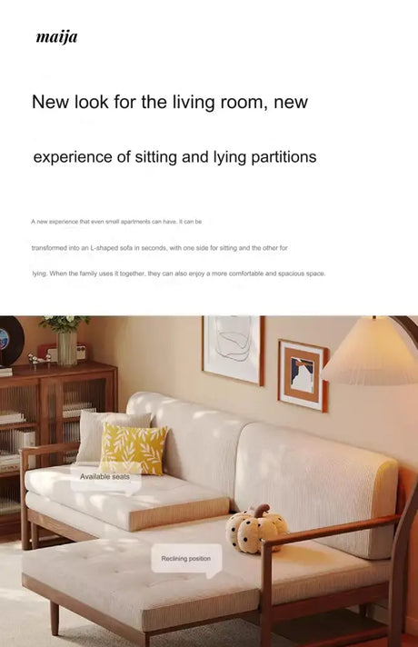 Retro Solid Wood Extendable Sofa Bed from AI