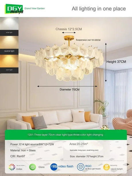 GVG Crystal Scallop Shell Ceiling Lamp from Kaiyashi