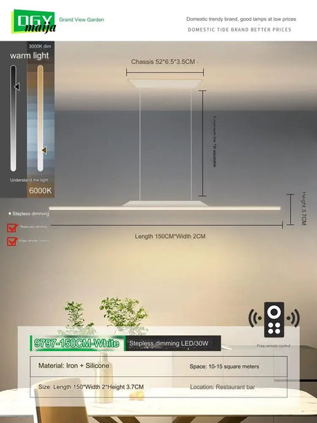 GVG Minimalistic Long Bar Ceiling Lamp from GVG