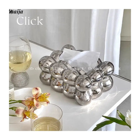 CLICK Cute Ceramic Storage Box with Silver Wipes Holder from CLICK