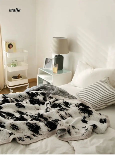 MISTYWOOD Velvet Black and White Blanket from maija