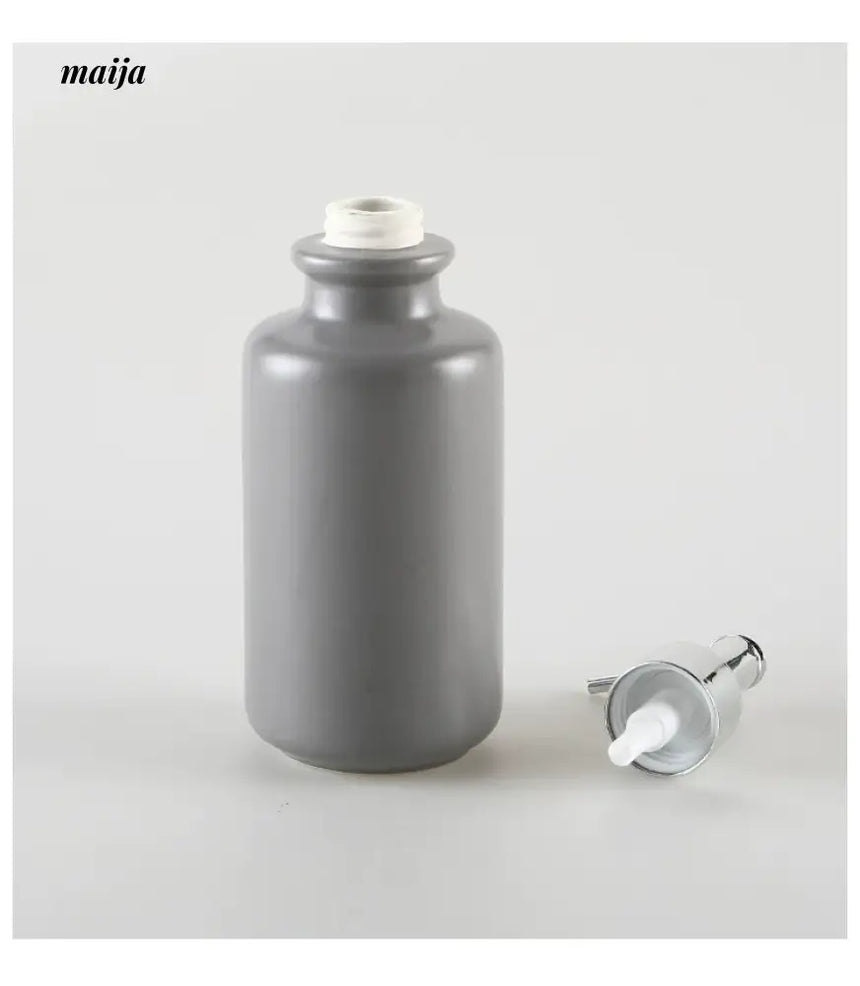 KULE HOME Glossy Grey Ceramic Lotion Bottle for Bathroom from KULE HOME
