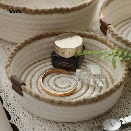 MUYE Hand Braided Shallow Storage Basket from MUYE