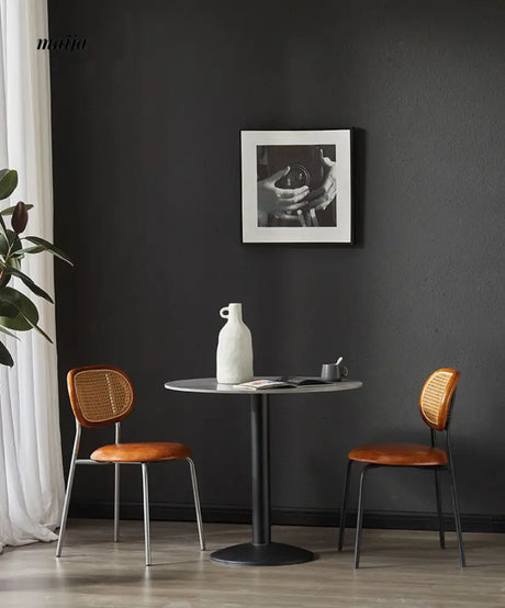 Evie Leather Rattan Dining Chair from Ouqi