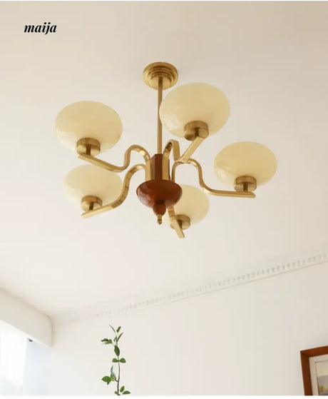NANCY Teak Chandelier Modern Retro Glass Design from NANCY