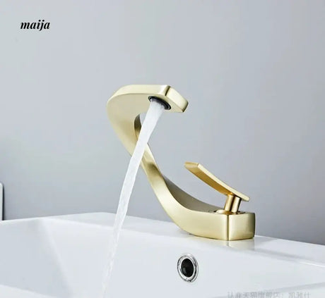 Creative Curve Copper Basin Faucet from Kaiyashi