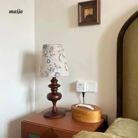 Romantic Solid Wood Retro Table Lamp from maija