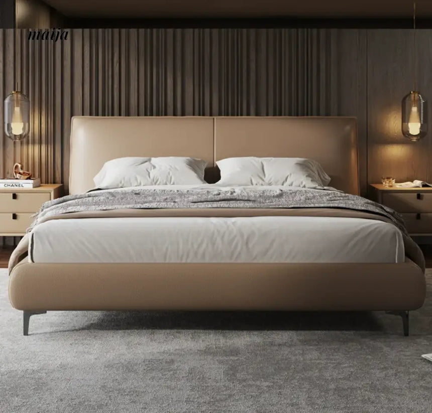 Minimalist Soft Leather Bed from maija